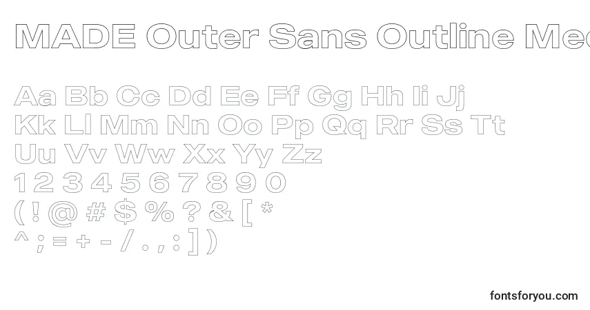 MADE Outer Sans Outline Medium PERSONAL USE Font – alphabet, numbers, special characters