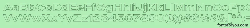 Шрифт MADE Outer Sans Outline Medium PERSONAL USE – чёрные шрифты на зелёном фоне
