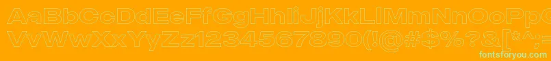 MADE Outer Sans Outline Medium PERSONAL USE-Schriftart – Grüne Schriften auf orangefarbenem Hintergrund