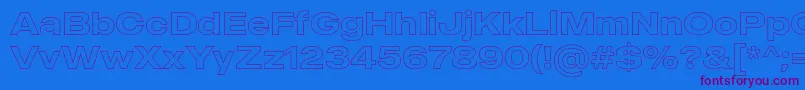 フォントMADE Outer Sans Outline Medium PERSONAL USE – 紫色のフォント、青い背景