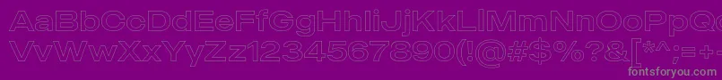 Fonte MADE Outer Sans Outline Regular PERSONAL USE – fontes cinzas em um fundo violeta