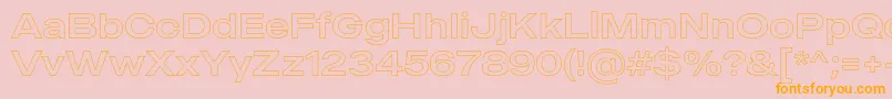 MADE Outer Sans Outline Regular PERSONAL USE-Schriftart – Orangefarbene Schriften auf rosa Hintergrund