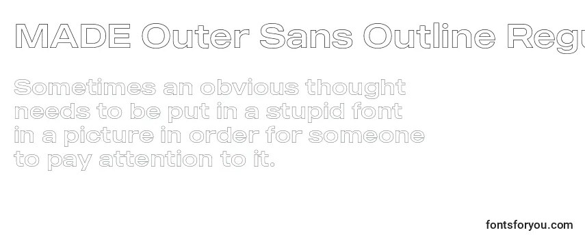 Überblick über die Schriftart MADE Outer Sans Outline Regular PERSONAL USE