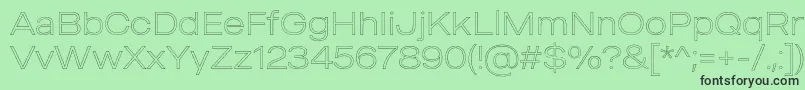 Шрифт MADE Outer Sans Outline Thin PERSONAL USE – чёрные шрифты на зелёном фоне