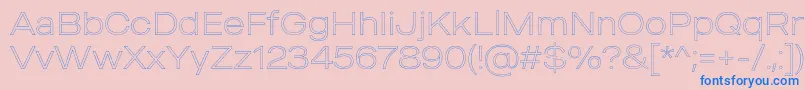 MADE Outer Sans Outline Thin PERSONAL USE-fontti – siniset fontit vaaleanpunaisella taustalla