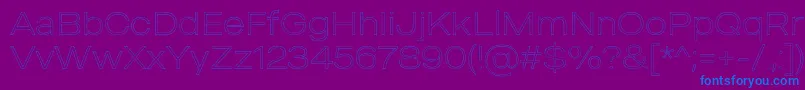 Fonte MADE Outer Sans Outline Thin PERSONAL USE – fontes azuis em um fundo violeta