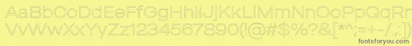 フォントMADE Outer Sans Outline Thin PERSONAL USE – 黄色の背景に灰色の文字