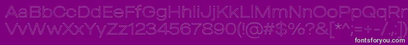 フォントMADE Outer Sans Outline Thin PERSONAL USE – 紫の背景に緑のフォント