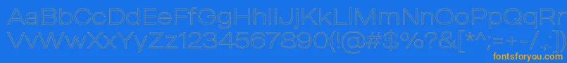 フォントMADE Outer Sans Outline Thin PERSONAL USE – オレンジ色の文字が青い背景にあります。