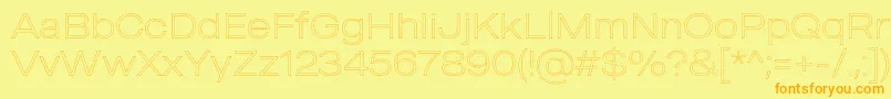 MADE Outer Sans Outline Thin PERSONAL USE-Schriftart – Orangefarbene Schriften auf gelbem Hintergrund