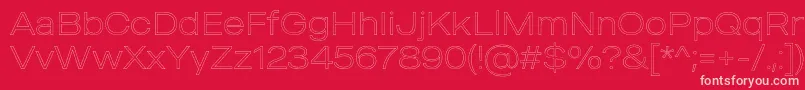 MADE Outer Sans Outline Thin PERSONAL USE-fontti – vaaleanpunaiset fontit punaisella taustalla