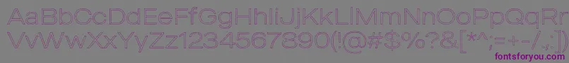 MADE Outer Sans Outline Thin PERSONAL USE-fontti – violetit fontit harmaalla taustalla