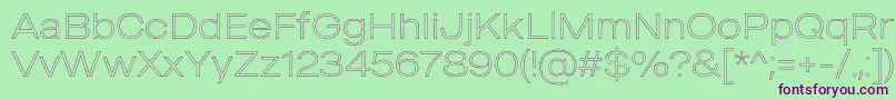 MADE Outer Sans Outline Thin PERSONAL USE-Schriftart – Violette Schriften auf grünem Hintergrund