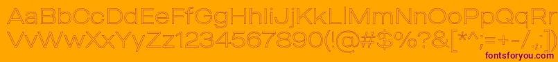 フォントMADE Outer Sans Outline Thin PERSONAL USE – オレンジの背景に紫のフォント
