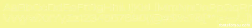 MADE Outer Sans Outline Thin PERSONAL USE-fontti – valkoiset fontit keltaisella taustalla