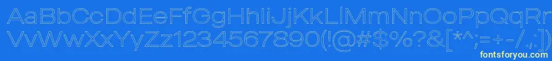 MADE Outer Sans Outline Thin PERSONAL USE-fontti – keltaiset fontit sinisellä taustalla