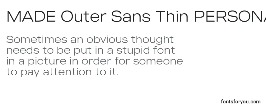 MADE Outer Sans Thin PERSONAL USE -fontin tarkastelu