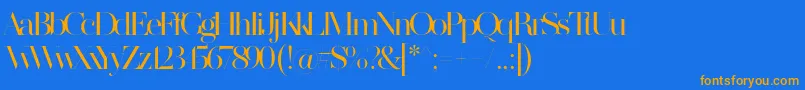 フォントMADE SAONARA 2 PERSONAL USE – オレンジ色の文字が青い背景にあります。