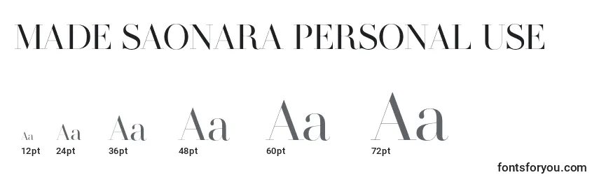 Размеры шрифта MADE SAONARA PERSONAL USE