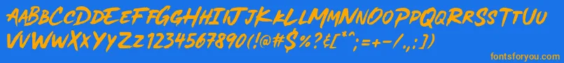 Шрифт MADE Soulmaze Brush PERSONAL USE – оранжевые шрифты на синем фоне