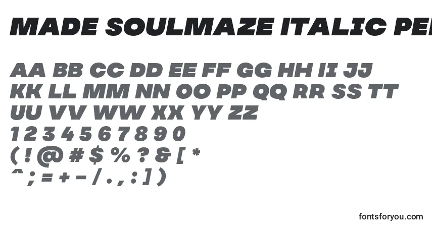 MADE Soulmaze Italic PERSONAL USE-fontti – aakkoset, numerot, erikoismerkit