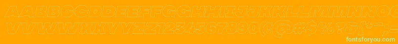 フォントMADE Soulmaze Outline Italic PERSONAL USE – オレンジの背景に緑のフォント