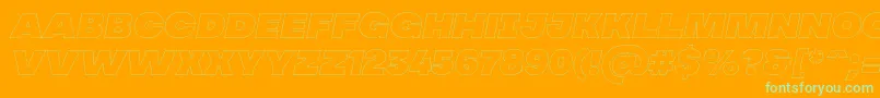 MADE Soulmaze Outline Italic PERSONAL USE-Schriftart – Grüne Schriften auf orangefarbenem Hintergrund