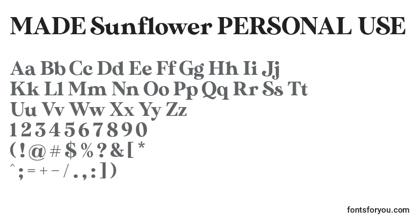 MADE Sunflower PERSONAL USE-fontti – aakkoset, numerot, erikoismerkit