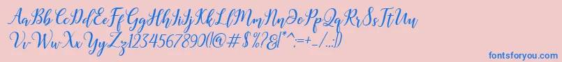 Fonte Madelina Bold – fontes azuis em um fundo rosa