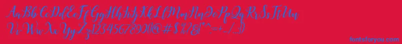 フォントMadelina Bold – 赤い背景に青い文字