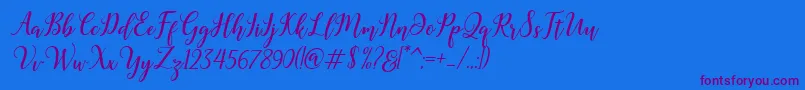 Madelina Bold-Schriftart – Violette Schriften auf blauem Hintergrund