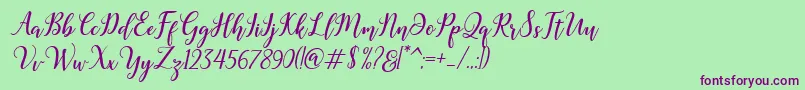 Madelina Bold Font – Purple Fonts on Green Background