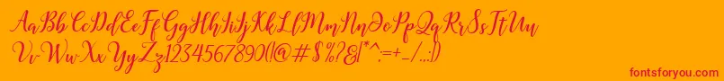 Madelina Bold Font – Red Fonts on Orange Background