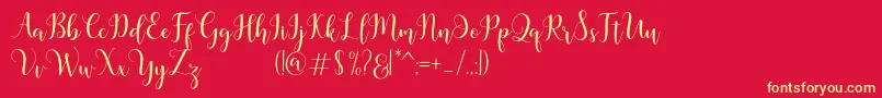 Madelina Font – Yellow Fonts on Red Background