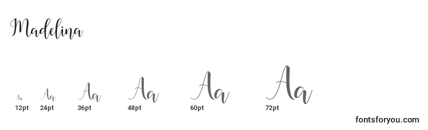 Größen der Schriftart Madelina