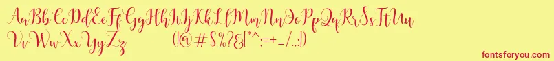 Madelina-Schriftart – Rote Schriften auf gelbem Hintergrund