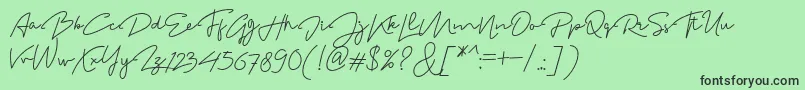 フォントMadelonScript – 緑の背景に黒い文字