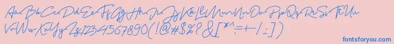 MadelonScript Font – Blue Fonts on Pink Background
