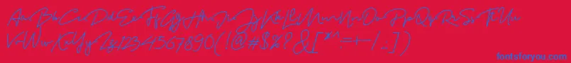 MadelonScript Font – Blue Fonts on Red Background