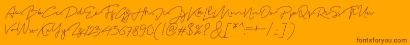 MadelonScript-Schriftart – Braune Schriften auf orangefarbenem Hintergrund