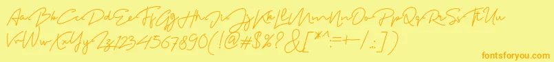 MadelonScript-Schriftart – Orangefarbene Schriften auf gelbem Hintergrund