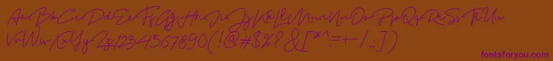 MadelonScript Font – Purple Fonts on Brown Background