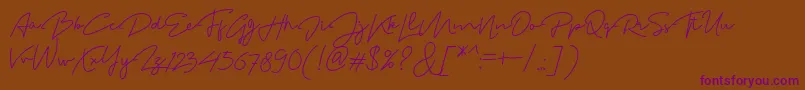 MadelonScript-Schriftart – Violette Schriften auf braunem Hintergrund