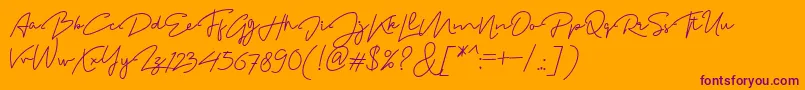 MadelonScript-Schriftart – Violette Schriften auf orangefarbenem Hintergrund