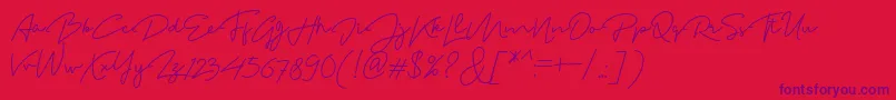 MadelonScript-Schriftart – Violette Schriften auf rotem Hintergrund