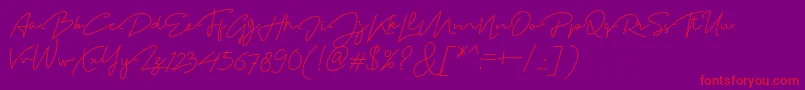 MadelonScript-fontti – punaiset fontit violetilla taustalla