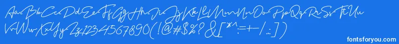 フォントMadelonScript – 青い背景に白い文字