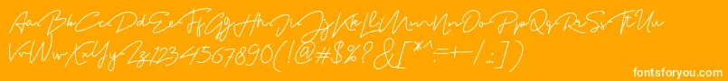 MadelonScript-Schriftart – Weiße Schriften auf orangefarbenem Hintergrund