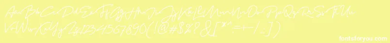 MadelonScript-fontti – valkoiset fontit keltaisella taustalla