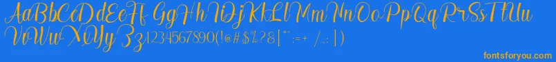 Madelyn Font – Orange Fonts on Blue Background